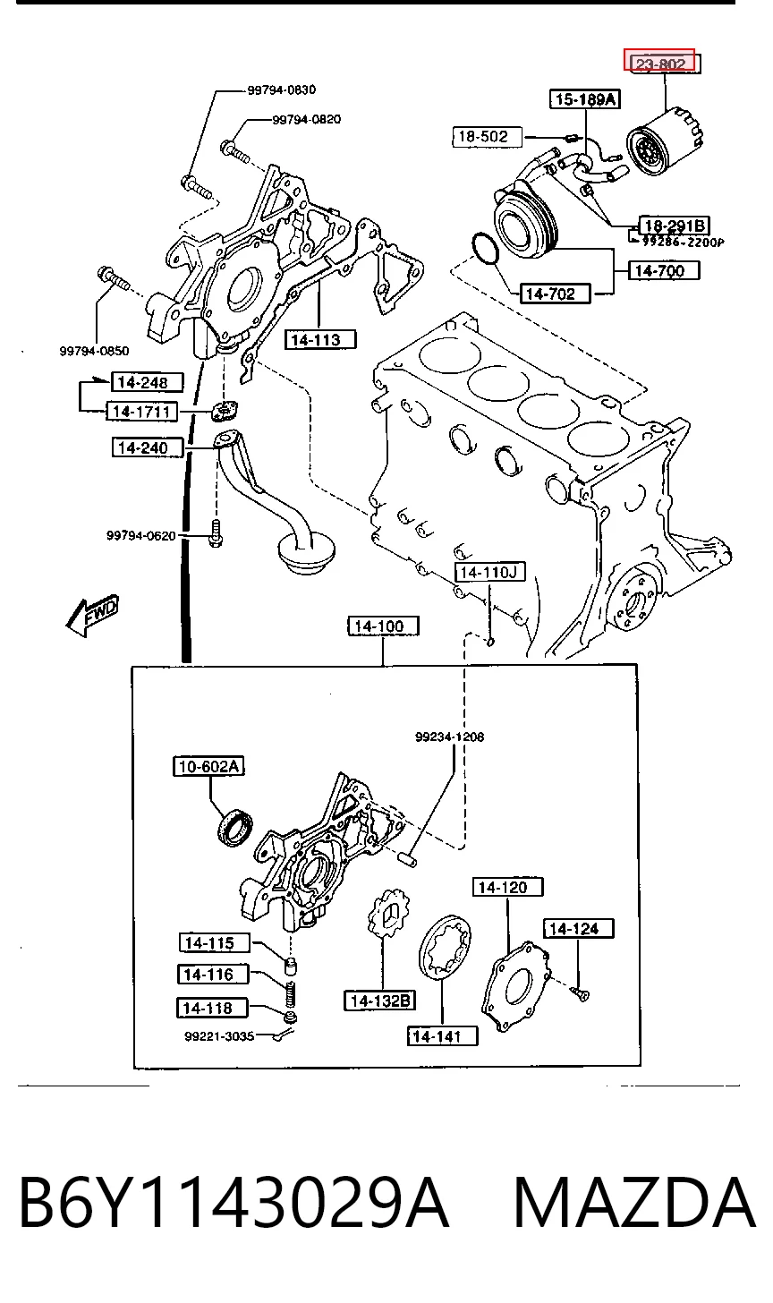 B6Y1143029A Mazda Filtro aceite