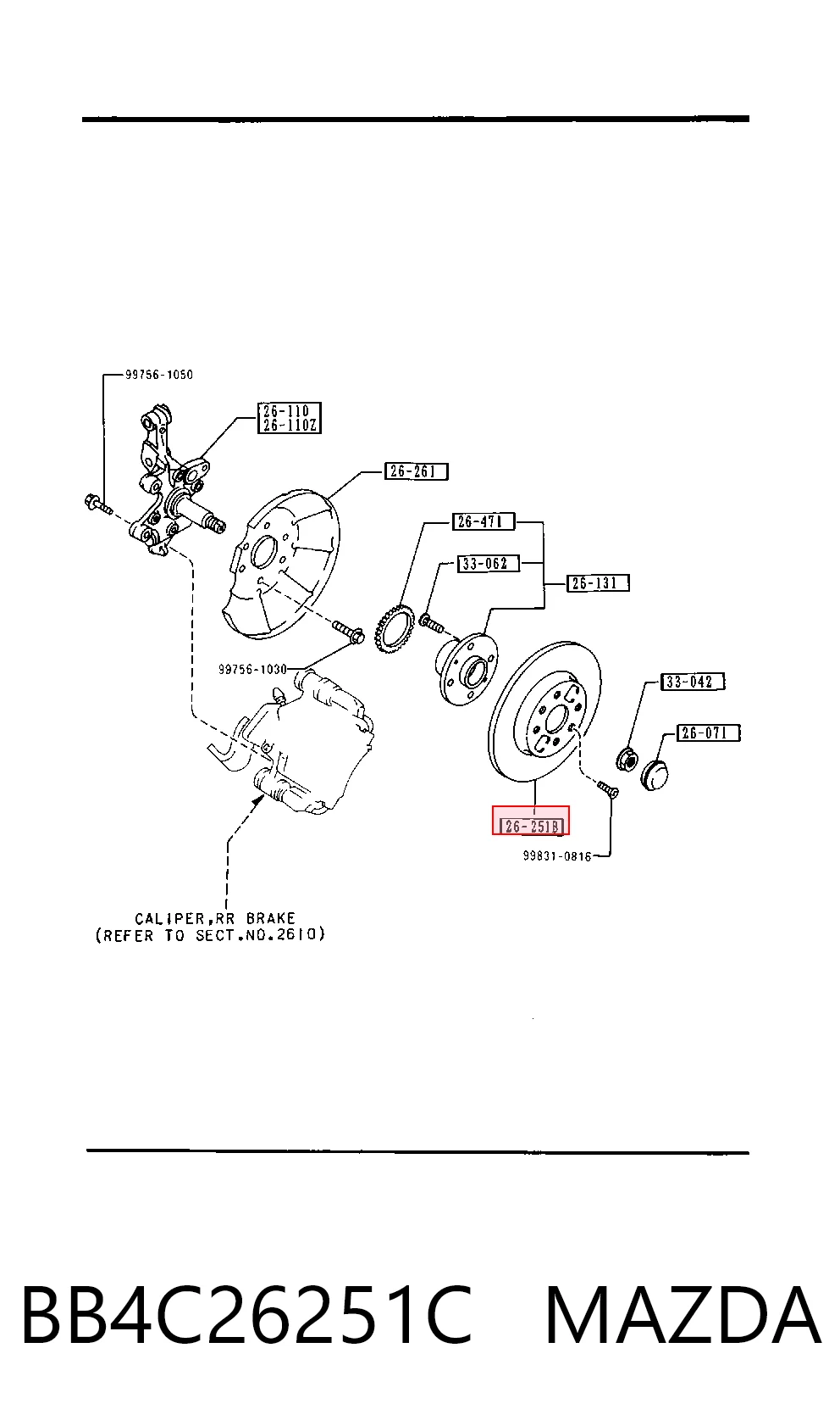 BB4C26251C Mazda Freno de disco trasero