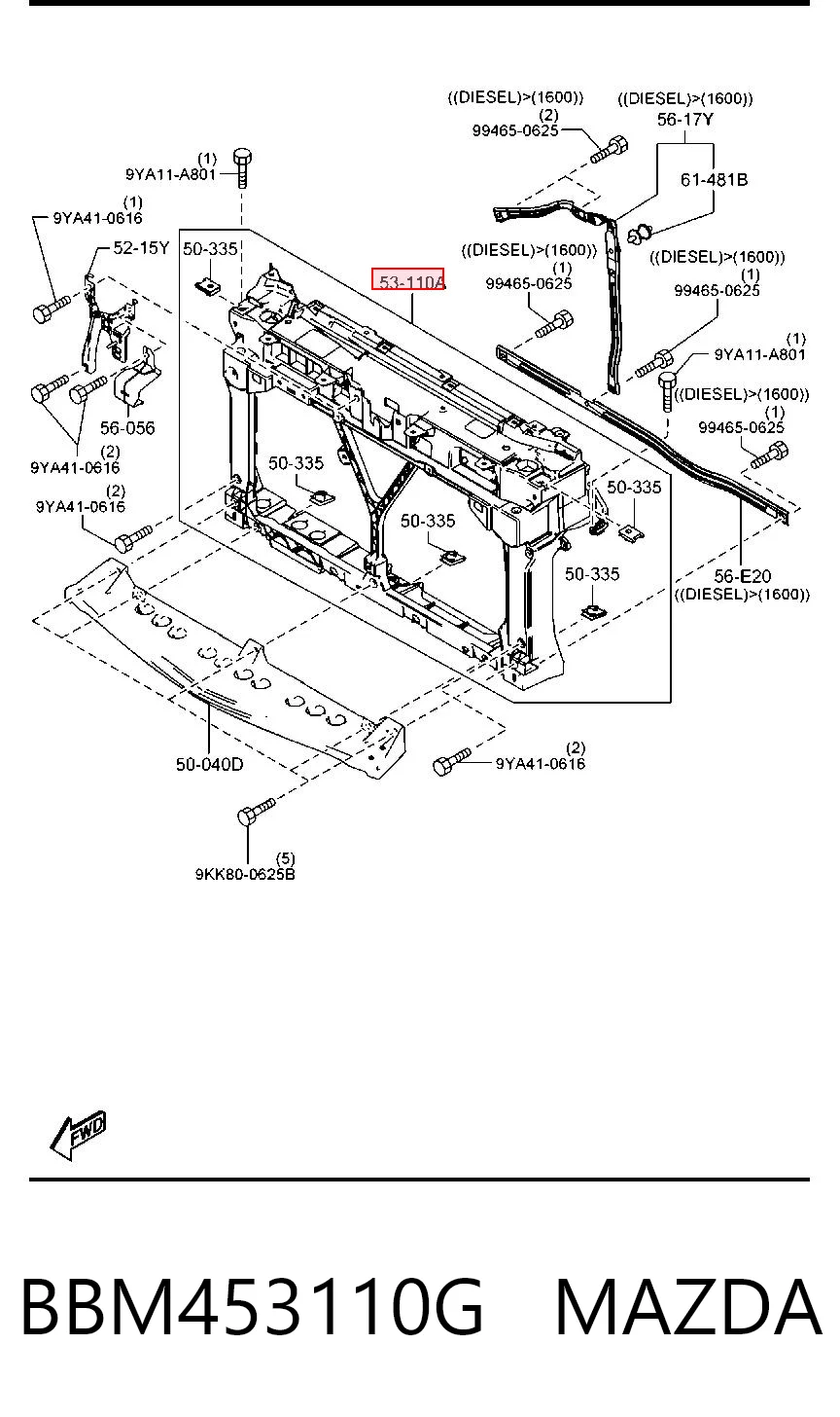 Soporte de radiador  Mazda 3 