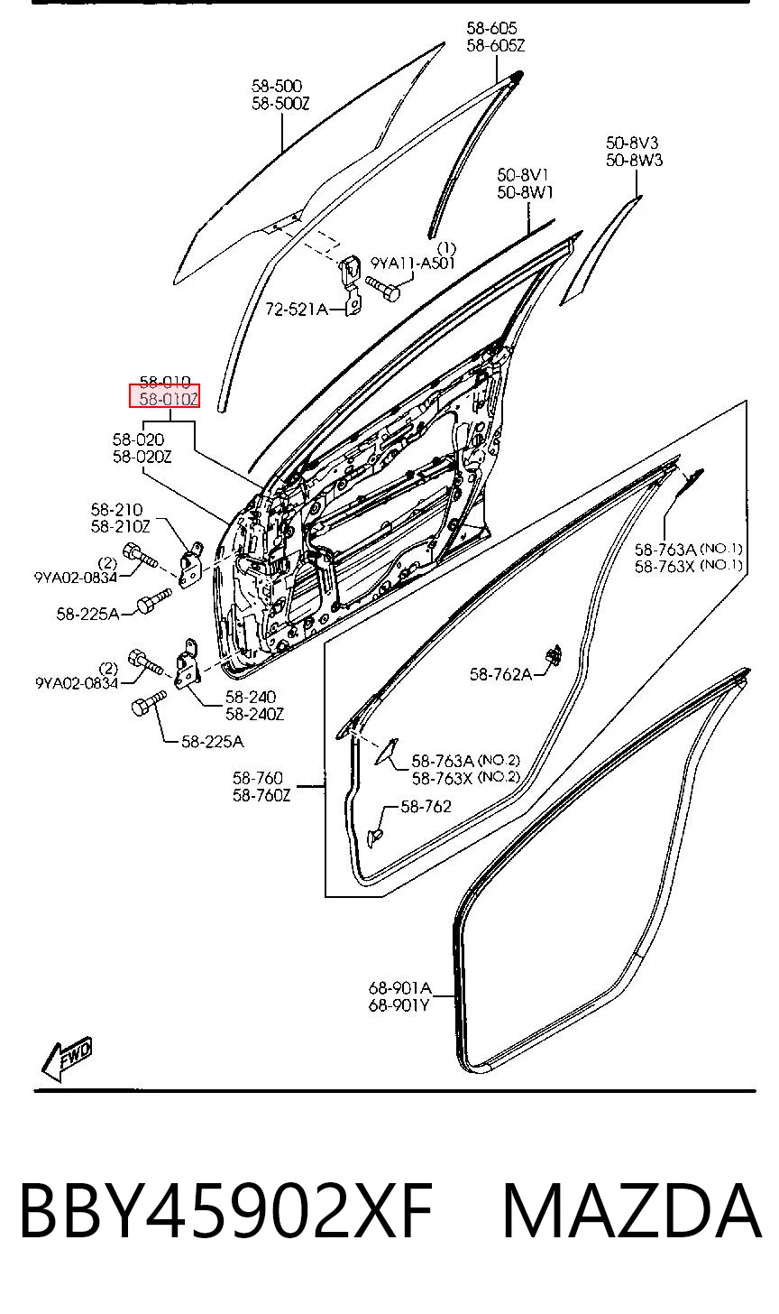 Puerta delantera para Mazda 3  BL