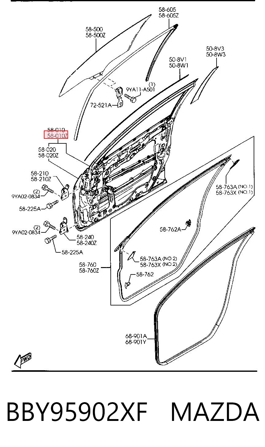 Puerta delantera para Mazda 3  BL