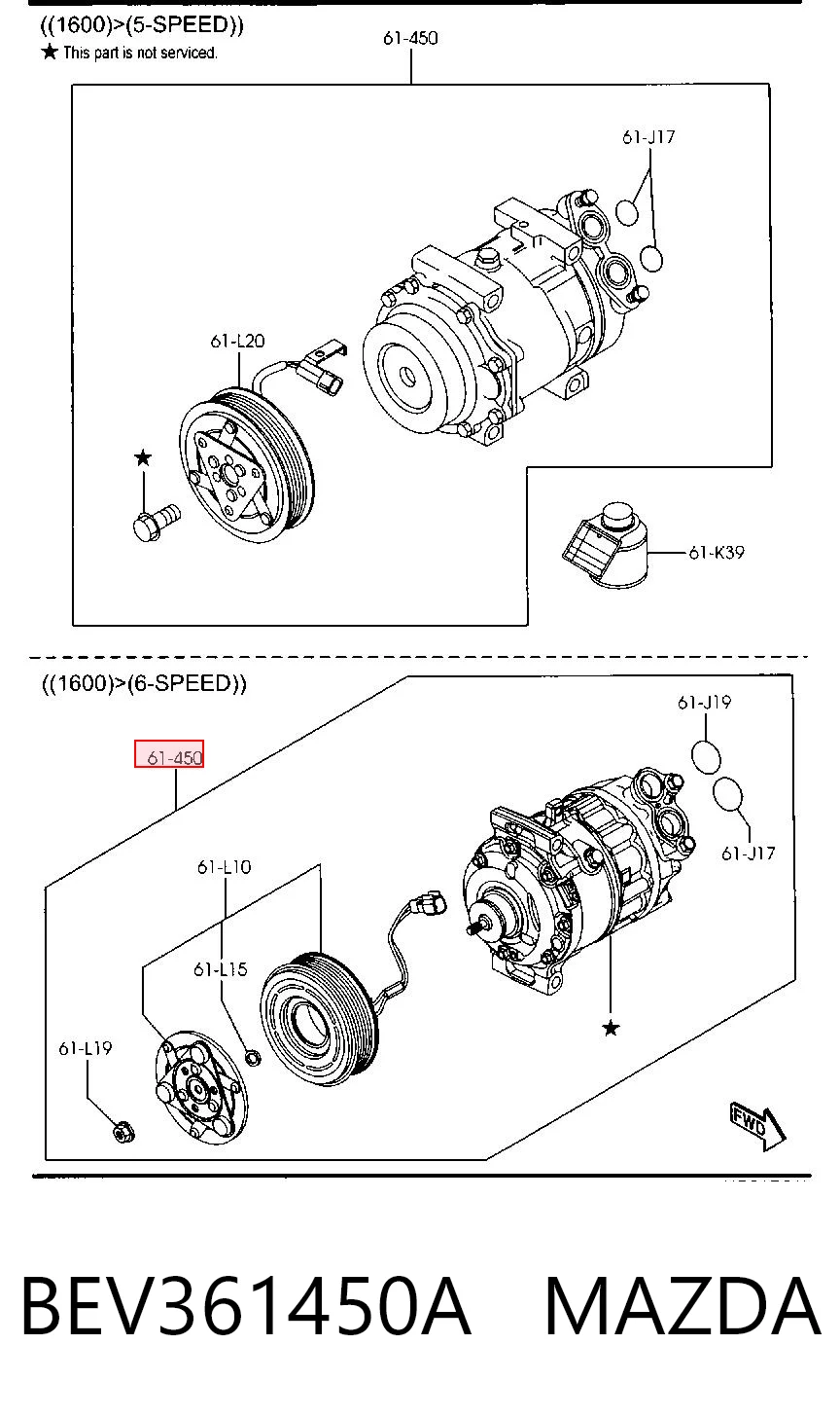 BEV361450A Mazda Compresor climatizador