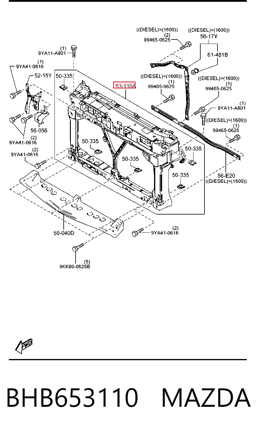 Panel de soporte del radiador y montaje de faros Mazda 3 sedán (BL) (2009 - 2013) precio, desde 70,12 EUR