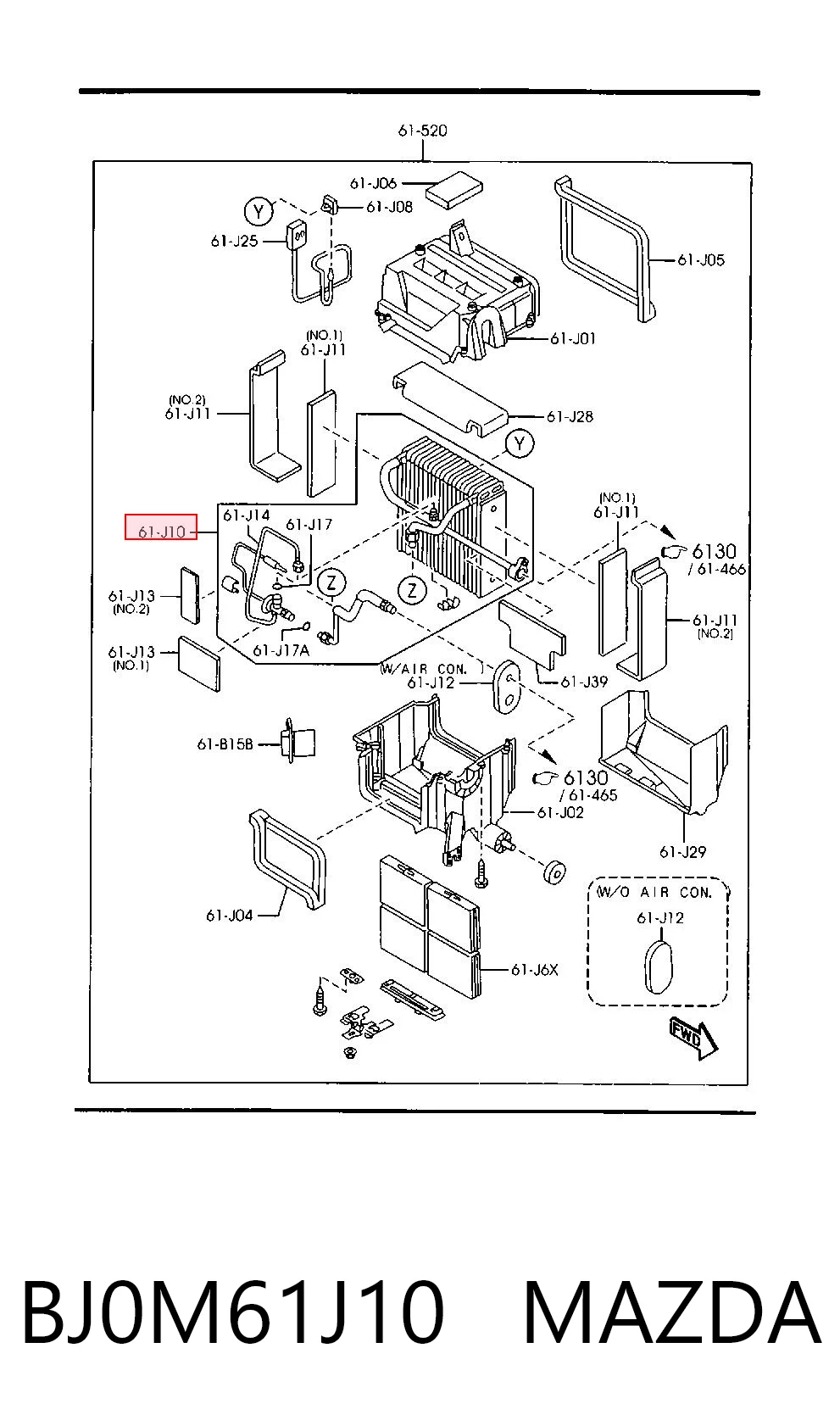Evaporador de aire acondicionado para Mazda 323 BJ