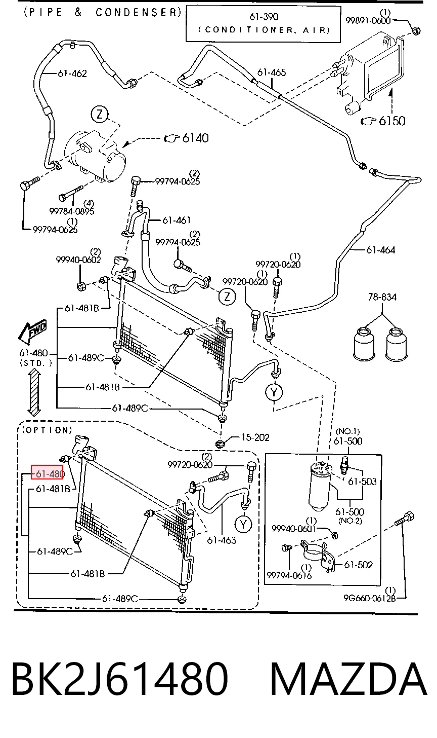 Radiador de aire acondicionado para Mazda 323 F VI BJ