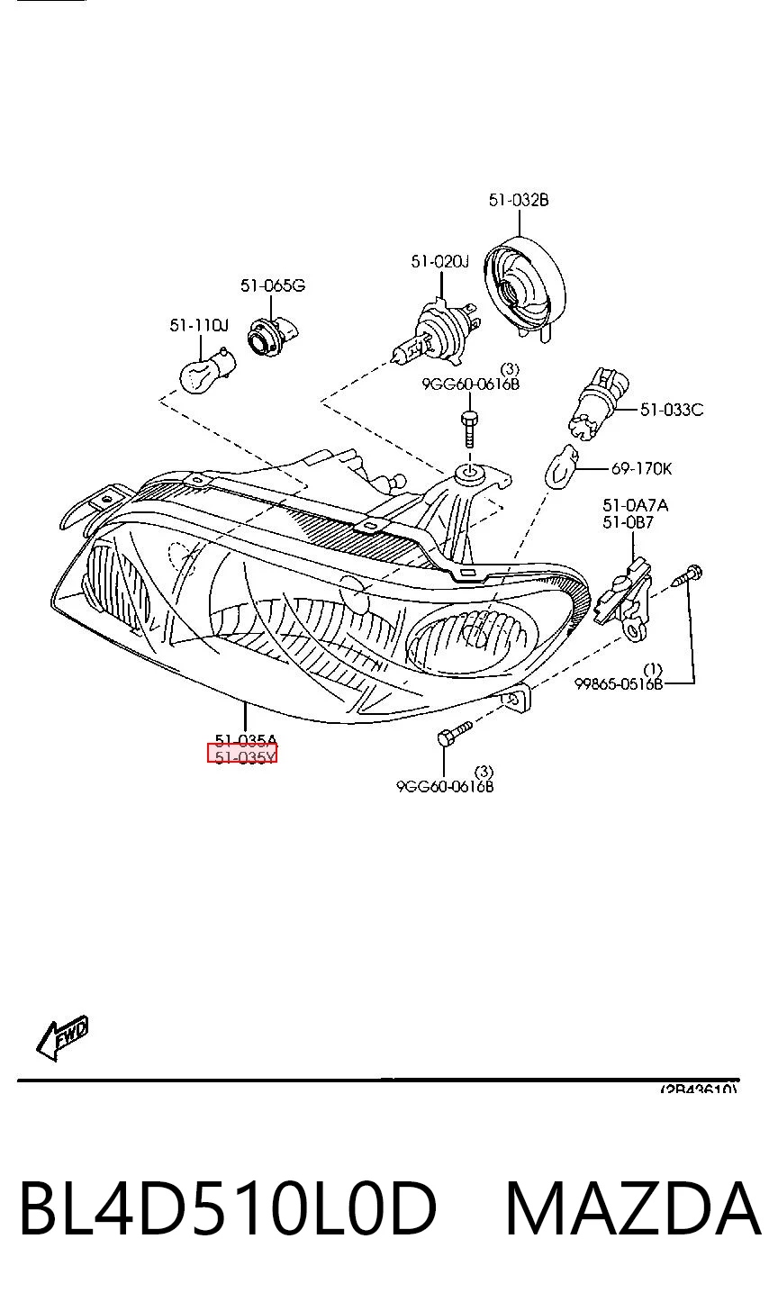 Faro izquierdo BL4D510L0D MAZDA