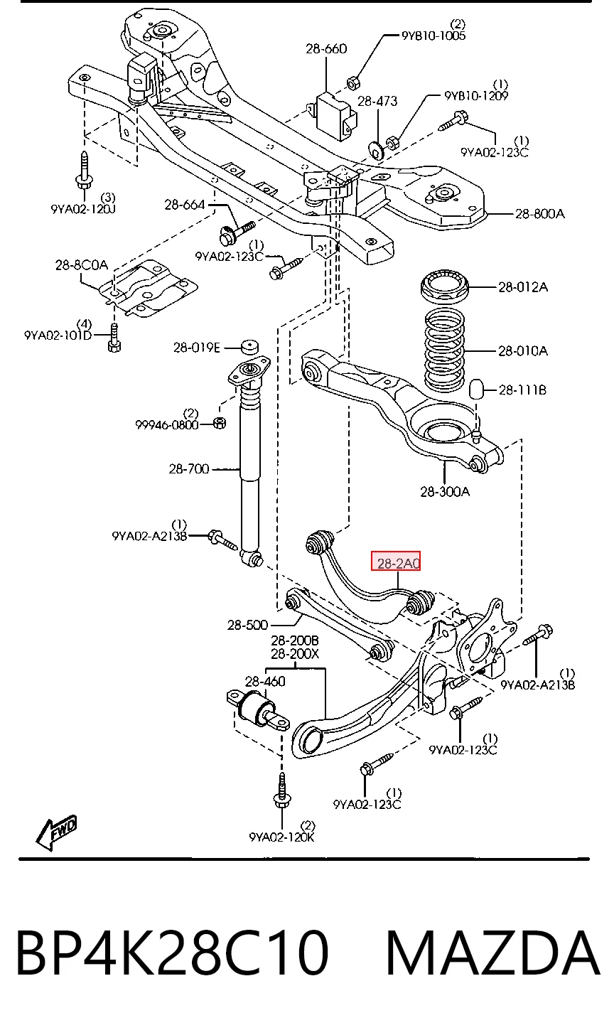 BP4K28C10 Mazda Brazo superior de suspensión trasera izquierdo/derecho