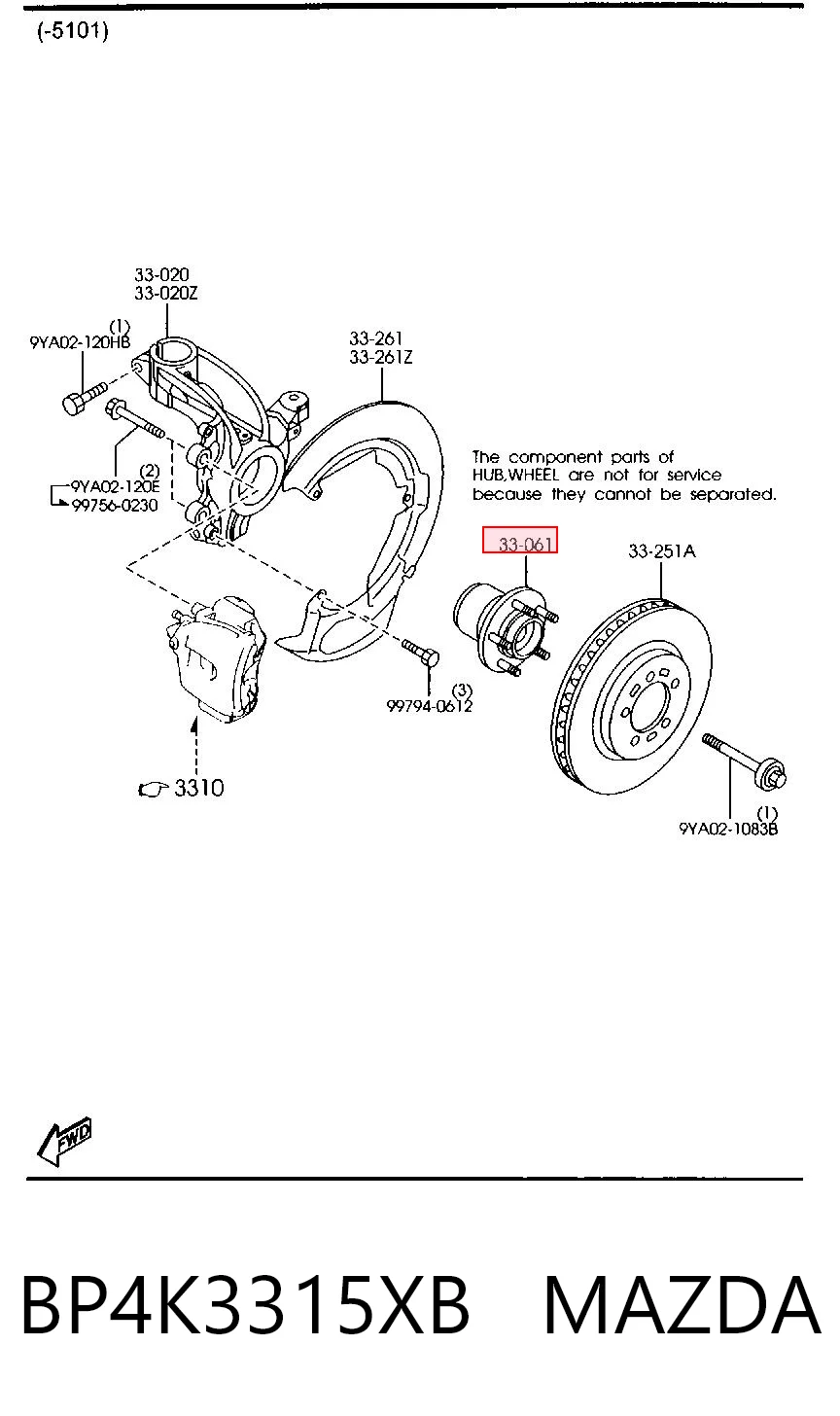 BP4K3315XB Mazda Cubo delantero
