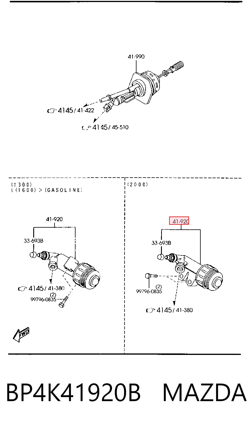 Cilindro receptor de embrague BP4K41920B MAZDA