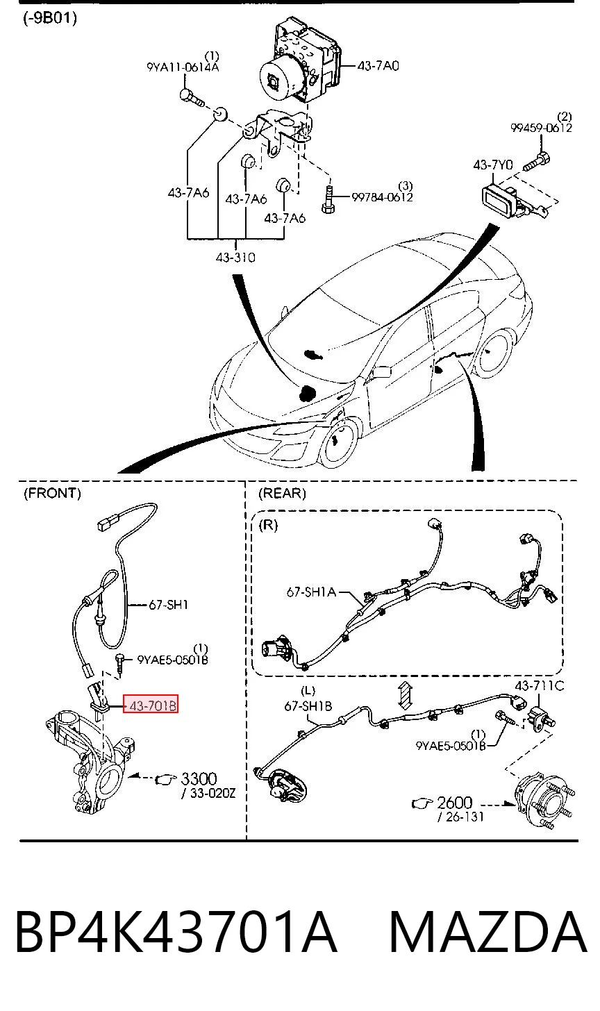 BP4K43701A Mazda Sensor de rueda abs