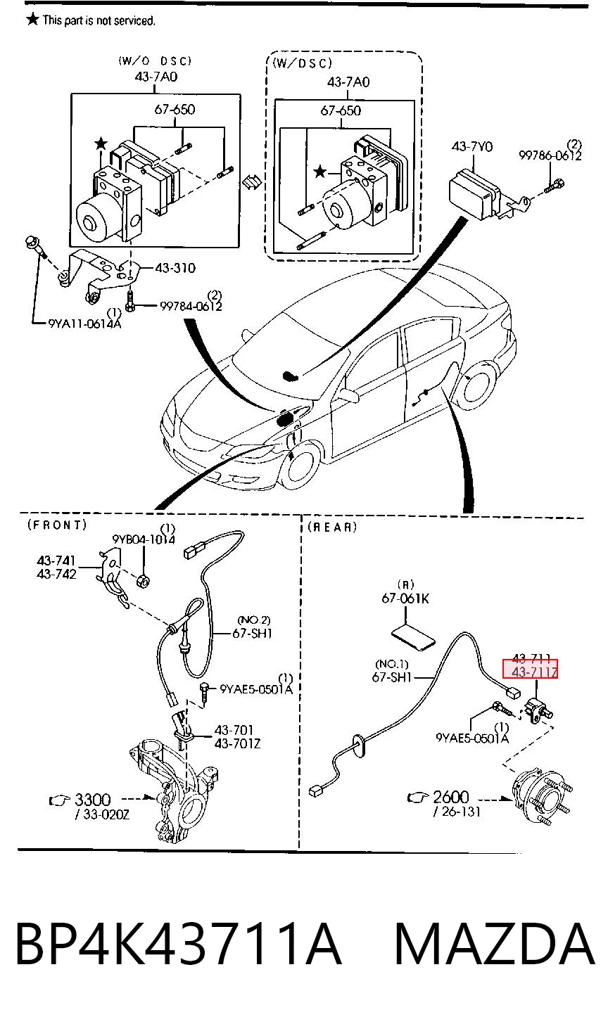 BP4K43711A Mazda Sensor ABS trasero