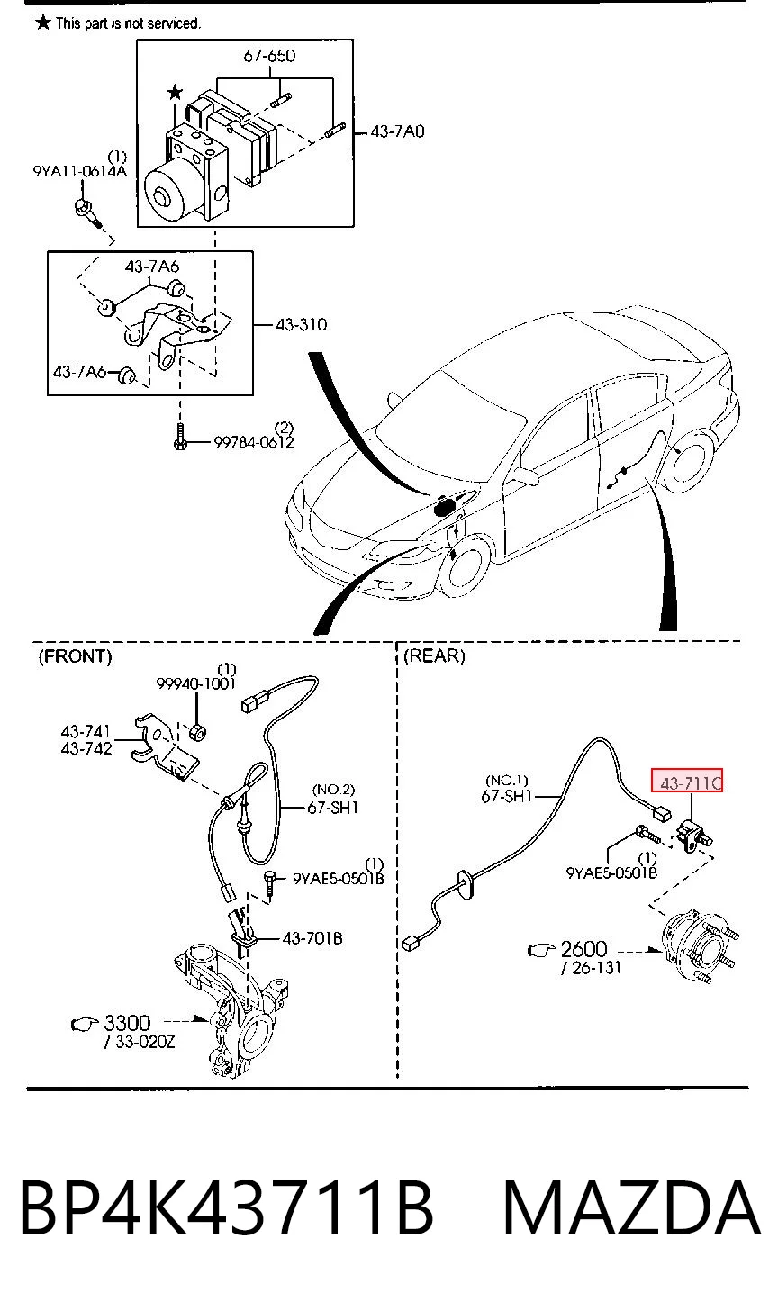 BP4K43711B Mazda Sensor de freno, trasero
