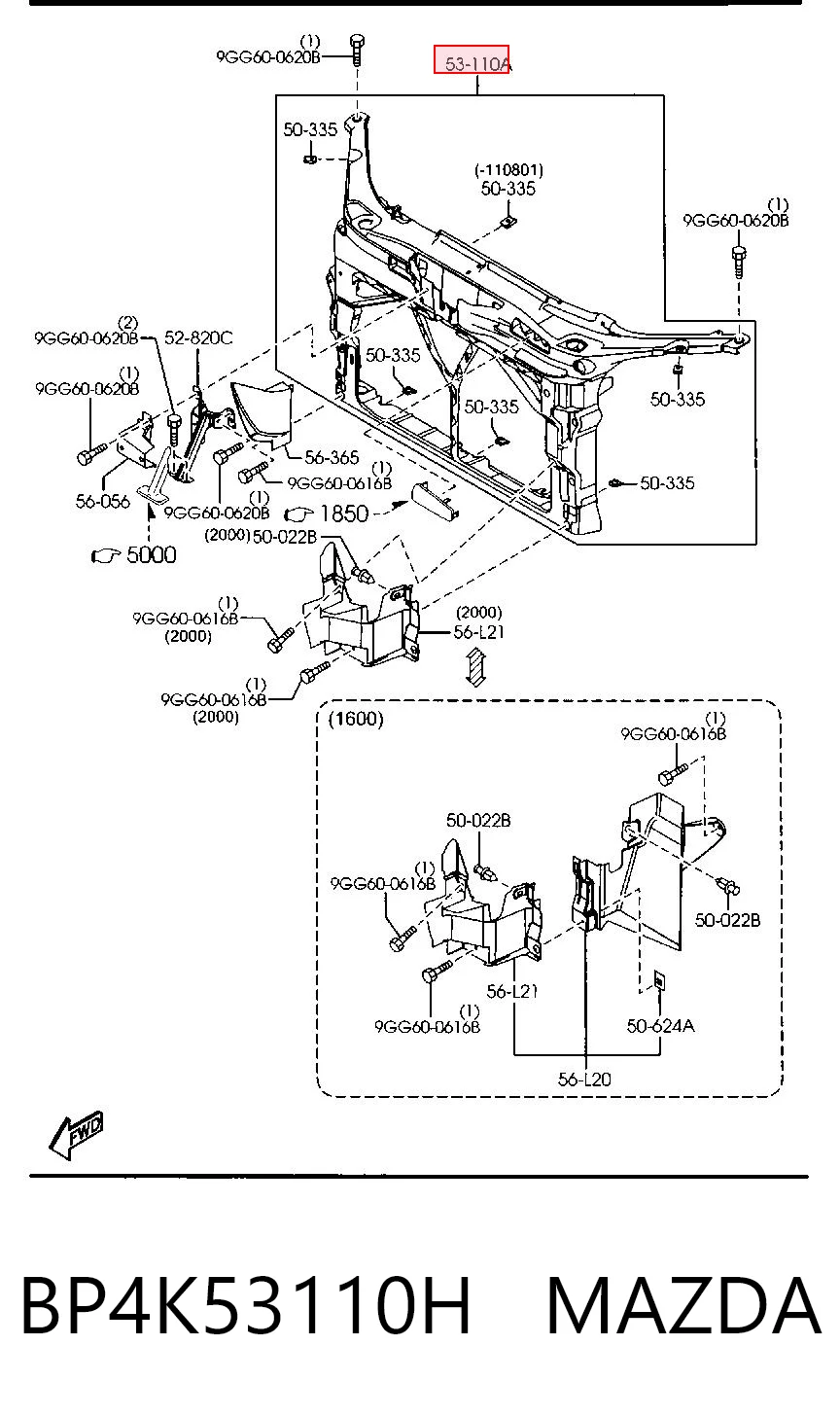Soporte de radiador para Mazda 3 (BK12)