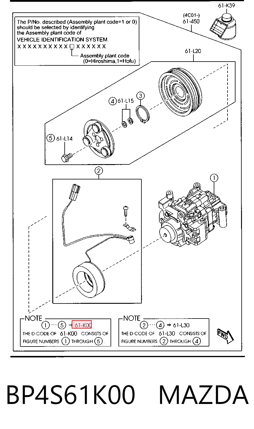 BP4S61K00 Mazda Compresor climatizador