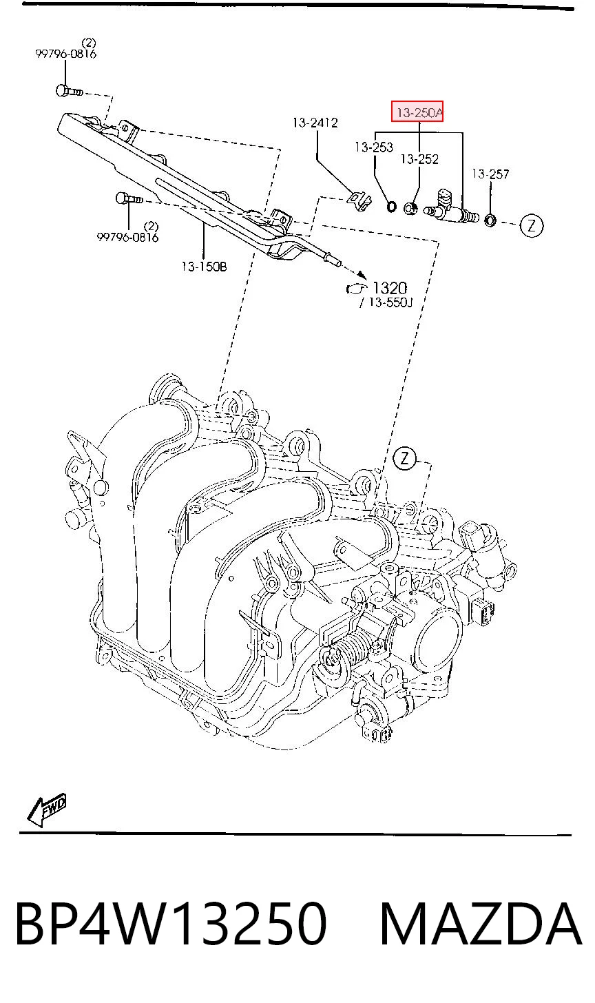 BP4W13250 Mazda Inyector de combustible