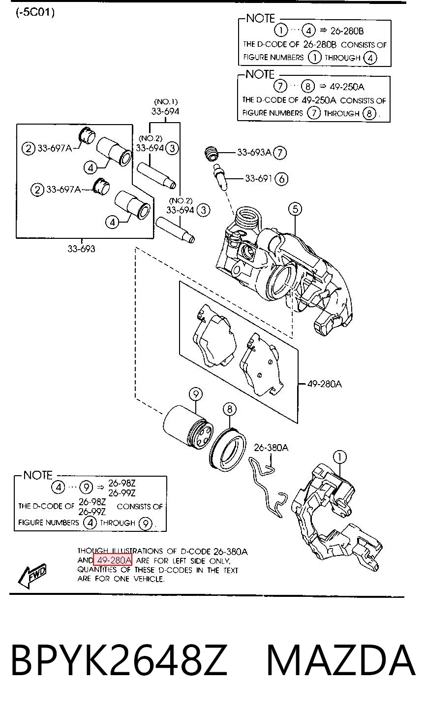 BPYK2648Z Mazda Pastillas freno traseras