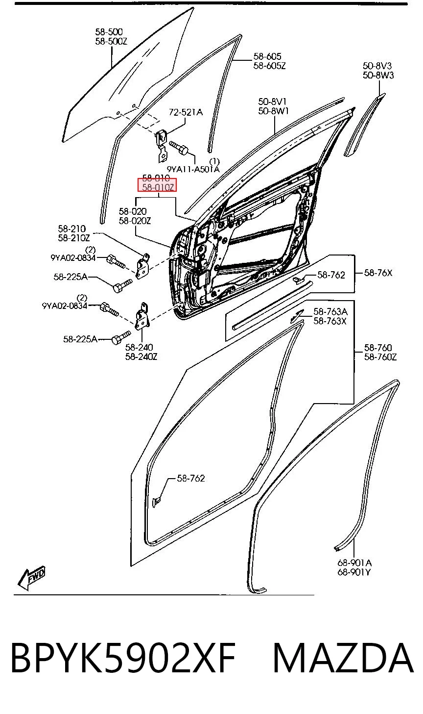 Puerta delantera para Mazda 3  BK