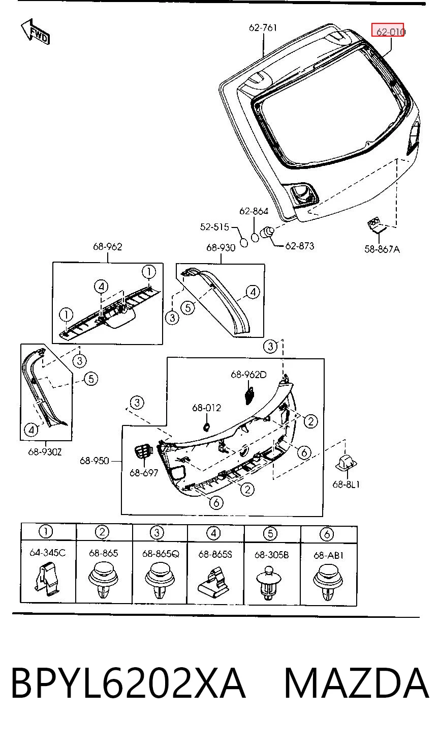 Porton trasero para Mazda 3  BK