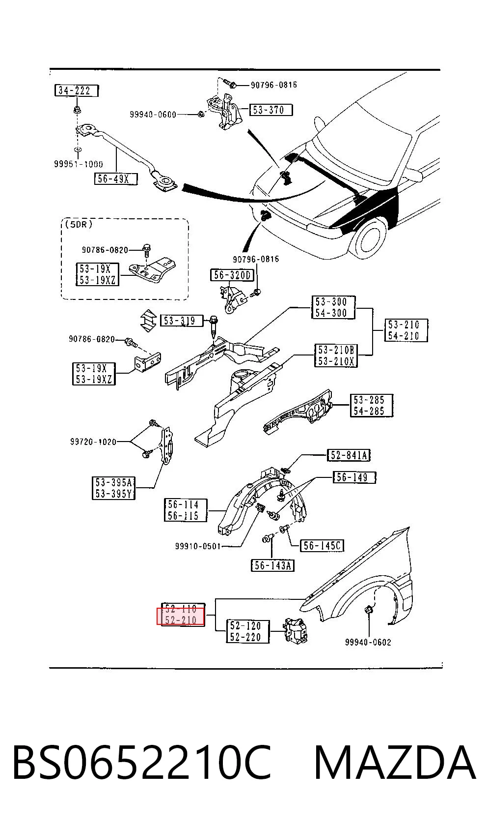 Aleta delantera izquierda para Mazda 323 BG