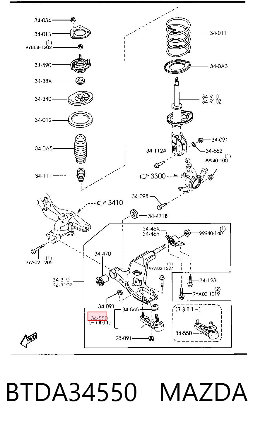Rótula inferior de suspensión para Mazda 323 BA