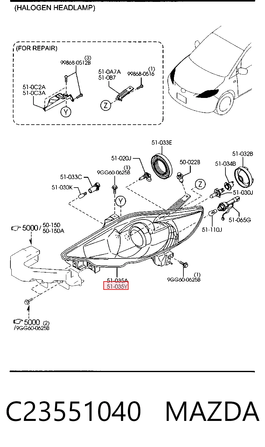  Faro izquierdo Mazda 5 1