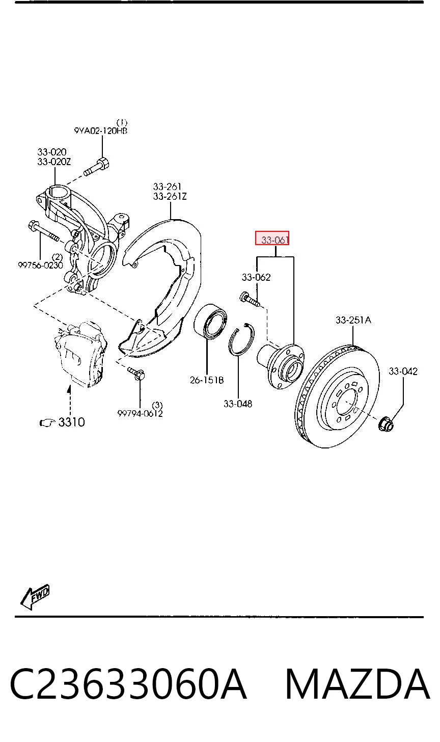 C23633060A Mazda Cubo delantero