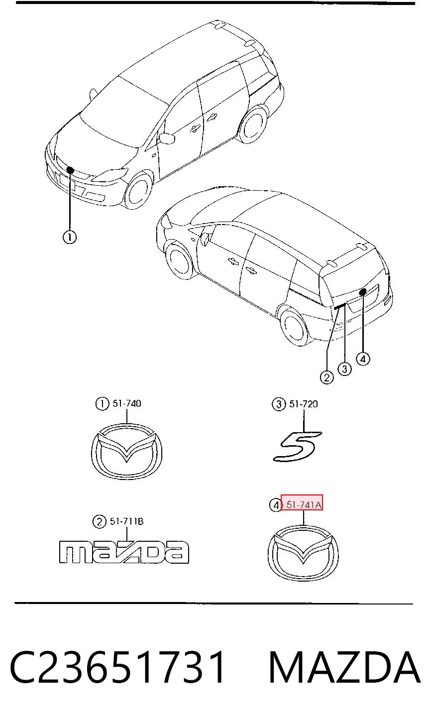Comprar Emblema de tapa de maletero Mazda 5 I CR a bajo precio