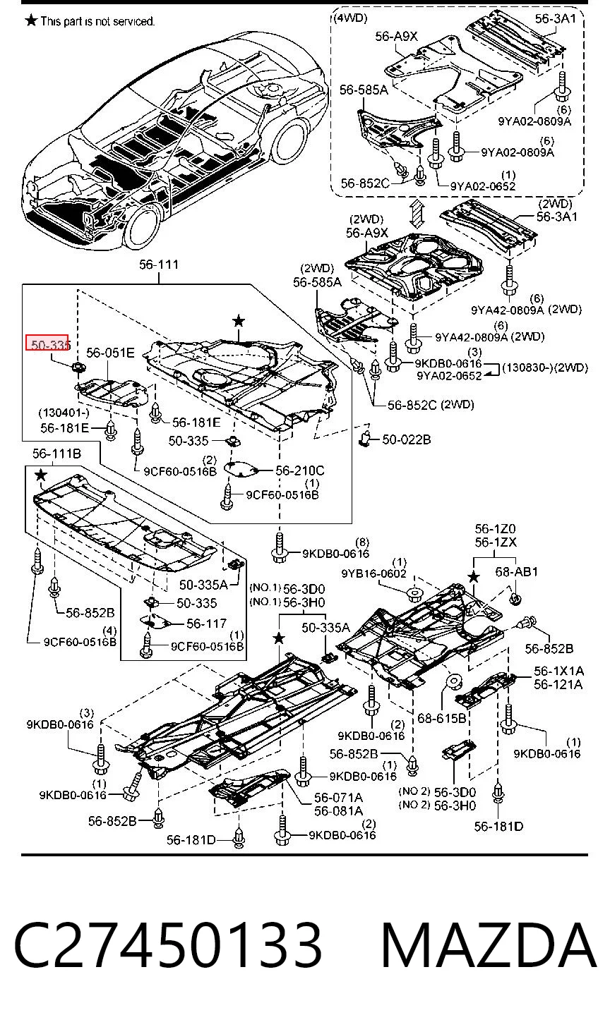 C27450133 Mazda Tuerca remachable para tornillo autorroscante