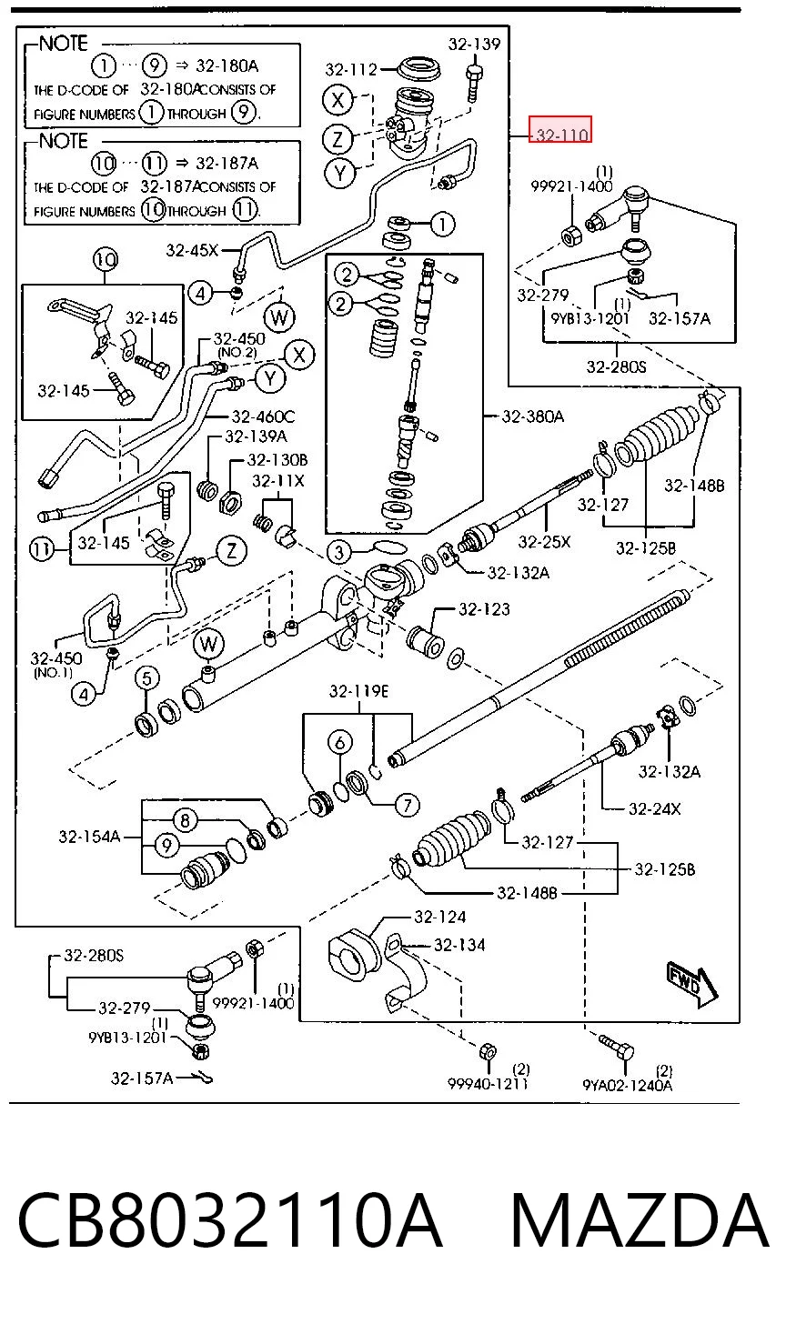 Cremallera de dirección MAZDA CB8032110A