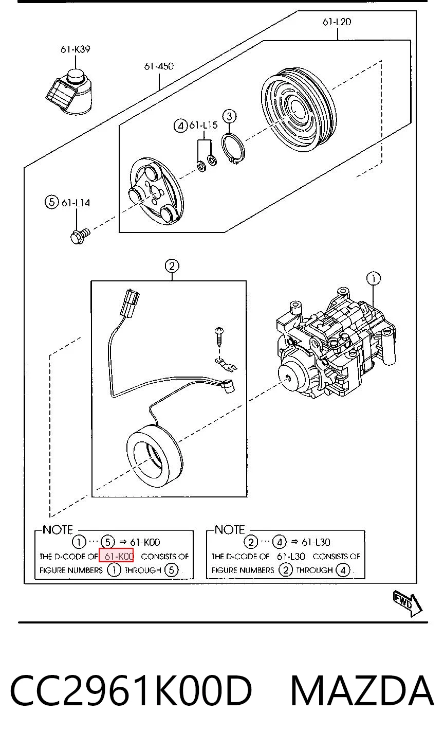 Compresor de aire acondicionado CC2961K00D MAZDA