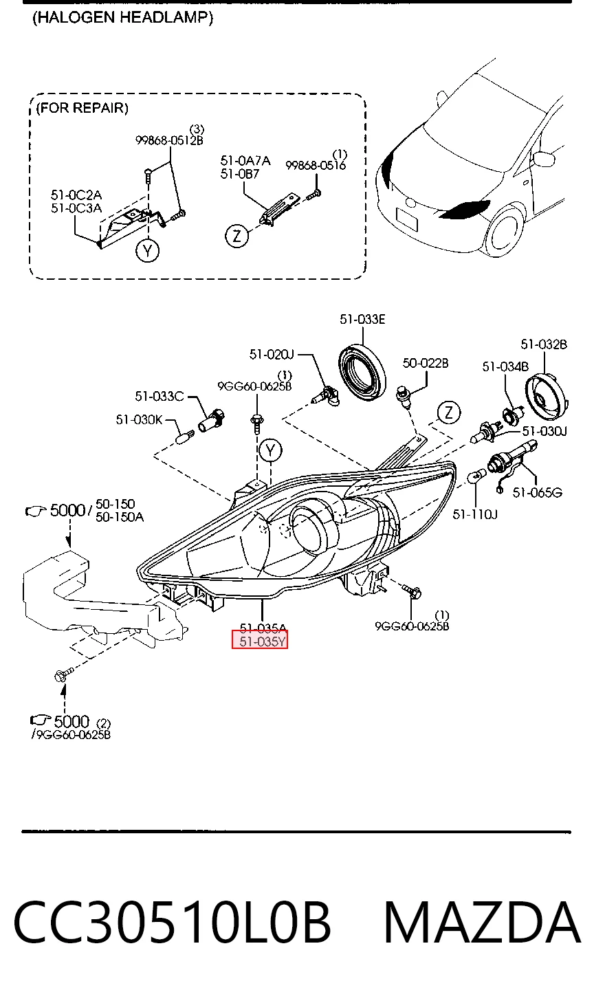 Faros delanteros Mazda 5 I