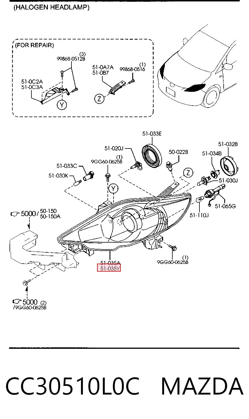Faros para Mazda 5 I CR