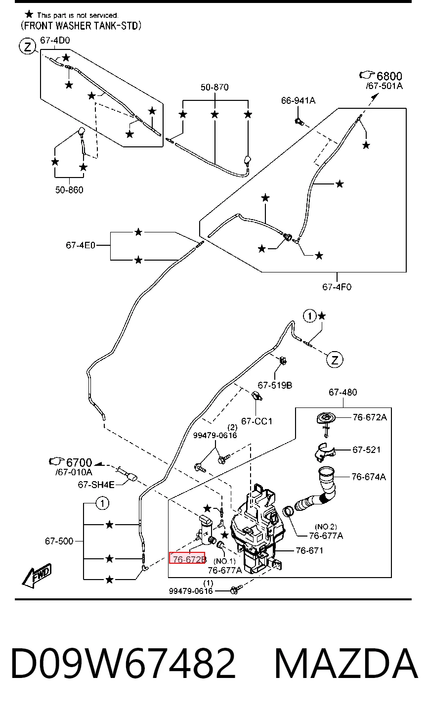 D09W67482 Mazda Bomba-motor de limpiaparabrisas delantero/trasero