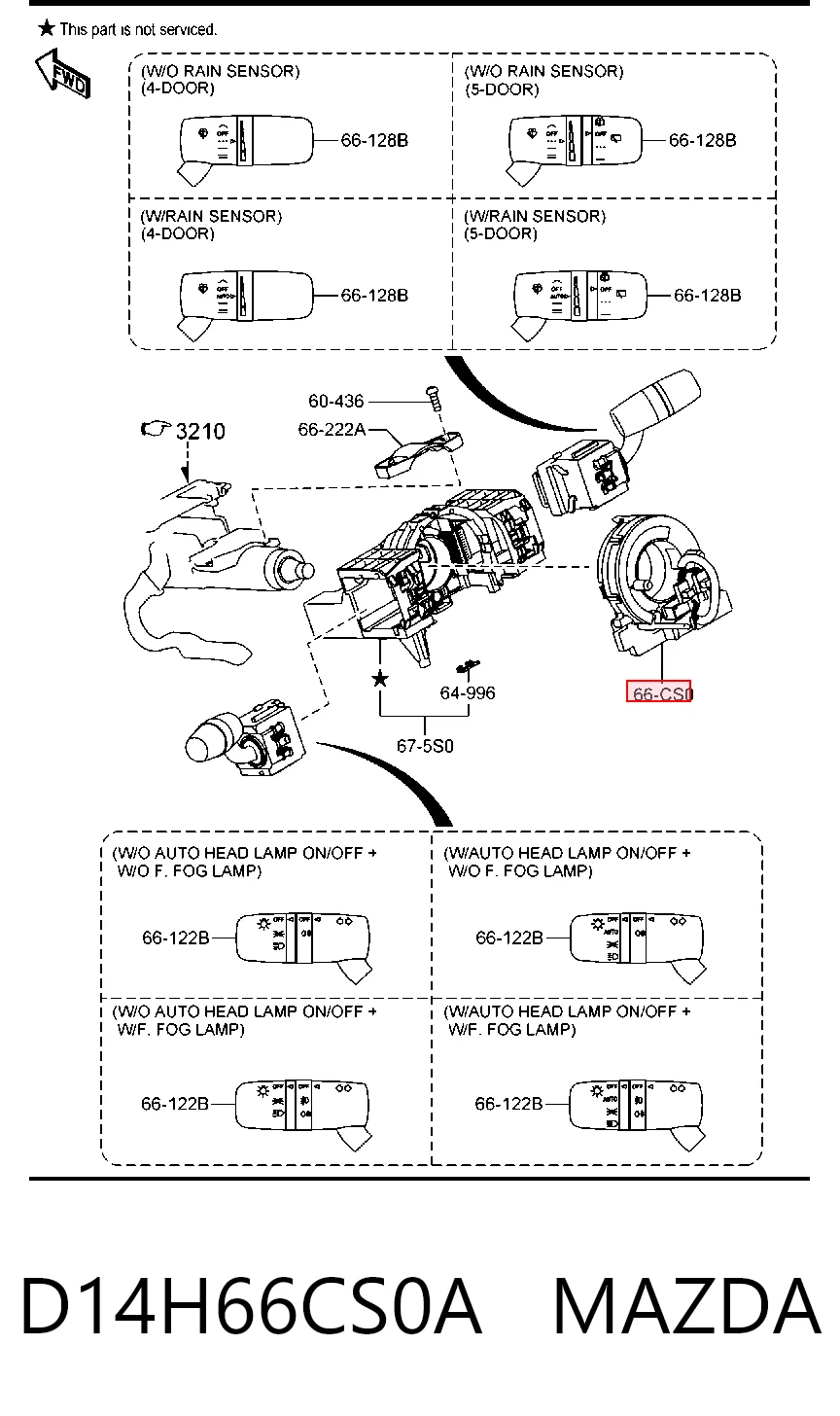 Anillo de contacto del volante D14H66CS0A MAZDA