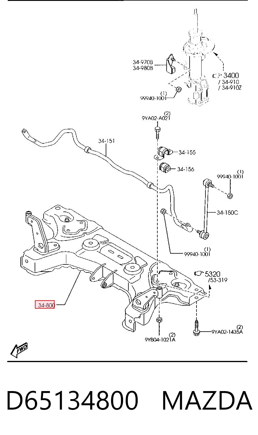 Subchasis delantero para Mazda 2 II DE