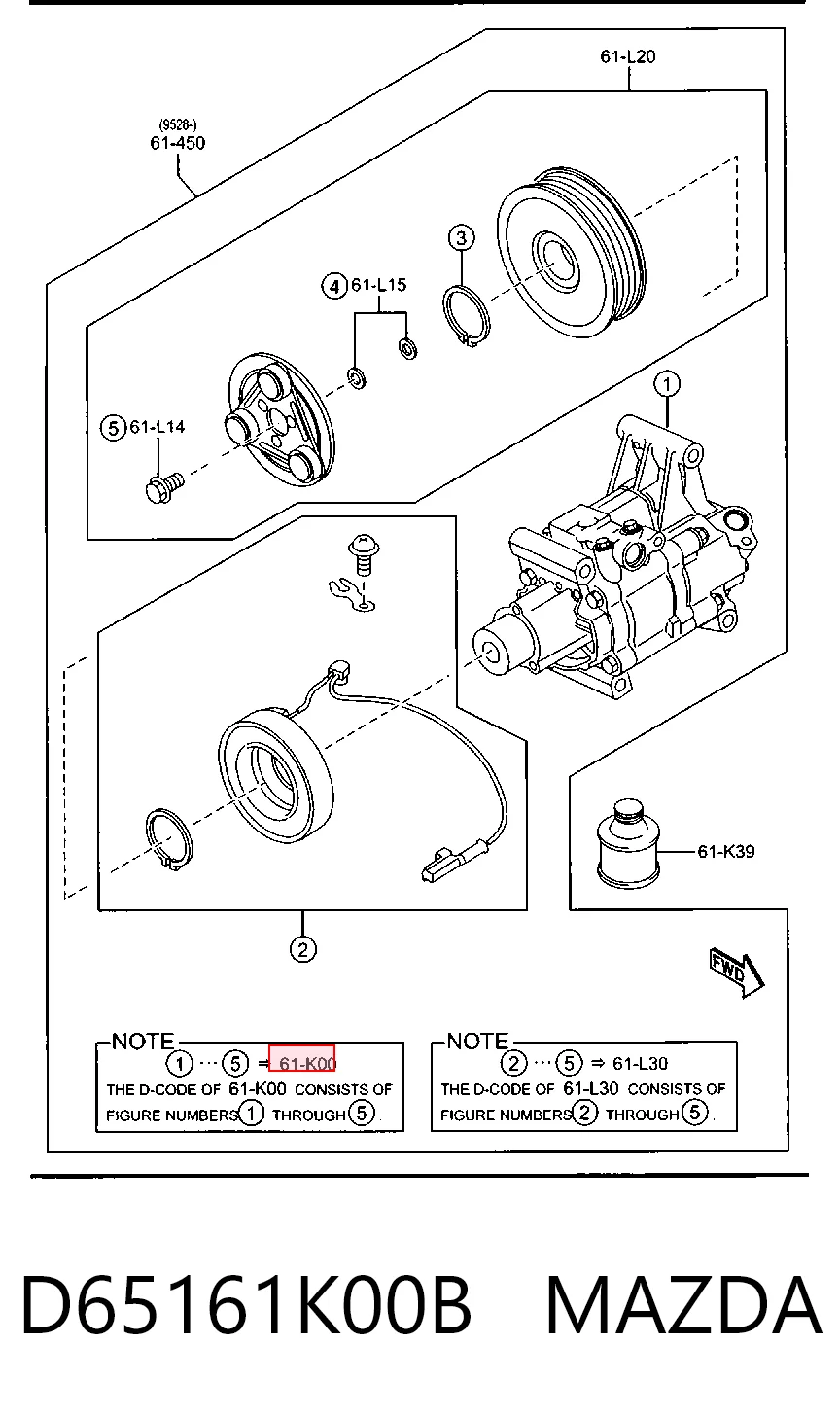 D65161K00B Mazda Compresor climatizador