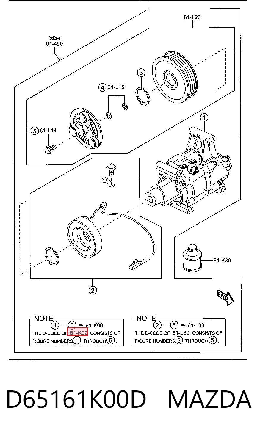 D65161K00D Mazda Compresor climatizador