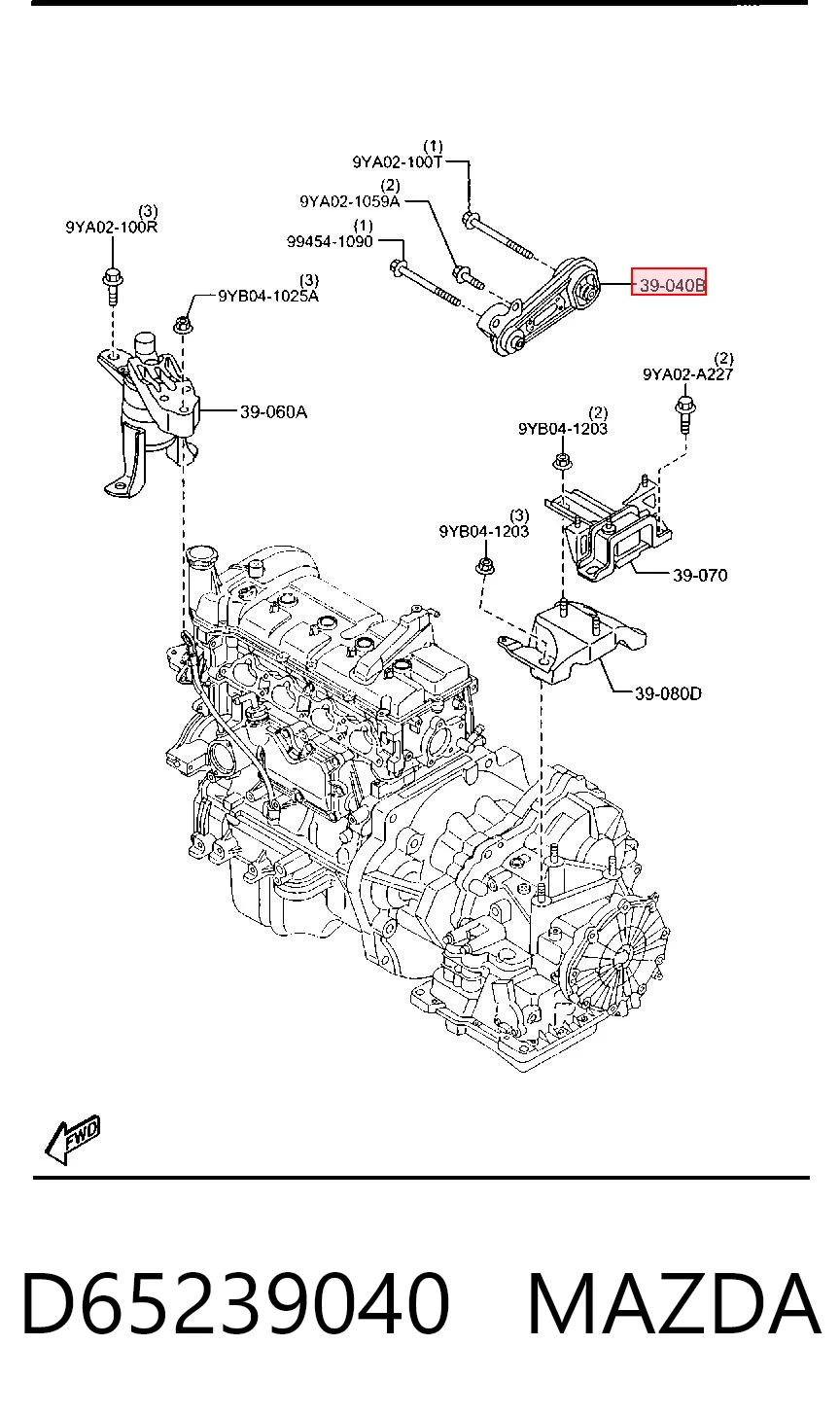 D65239040 Mazda Taco de motor