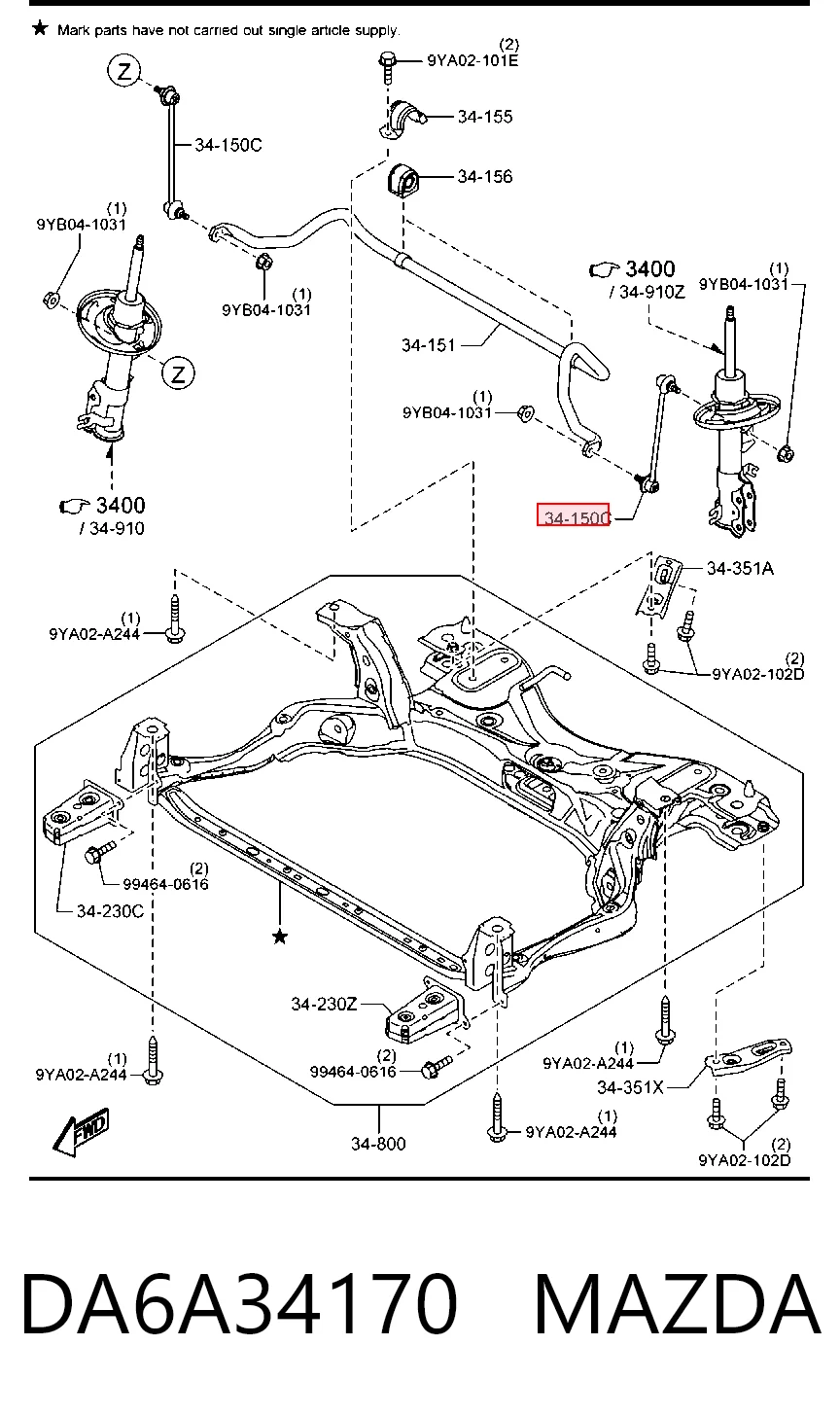 Soporte de la barra estabilizadora delantera para Mazda CX-3  (DK)