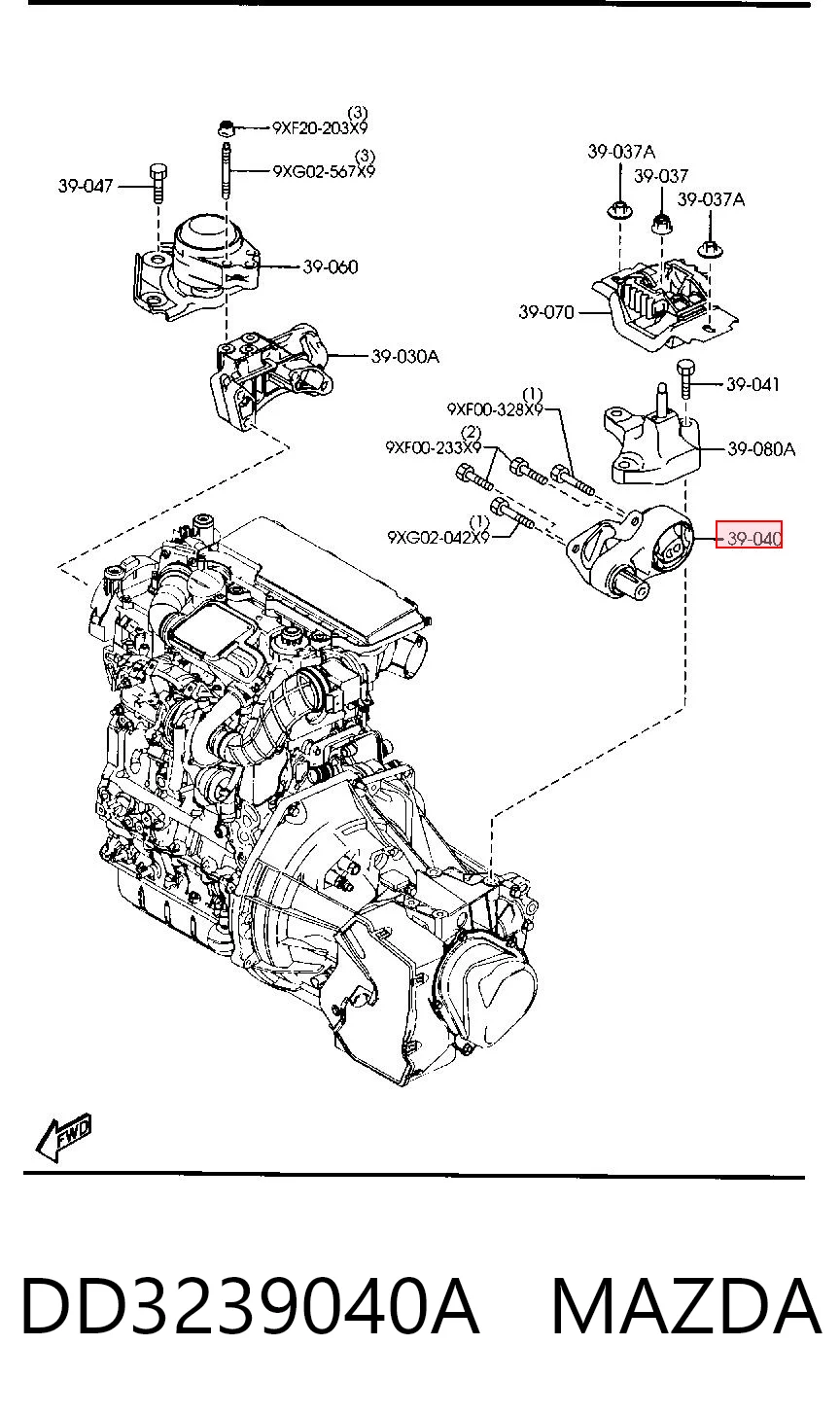 Soporte de motor trasero para Mazda 2 DY
