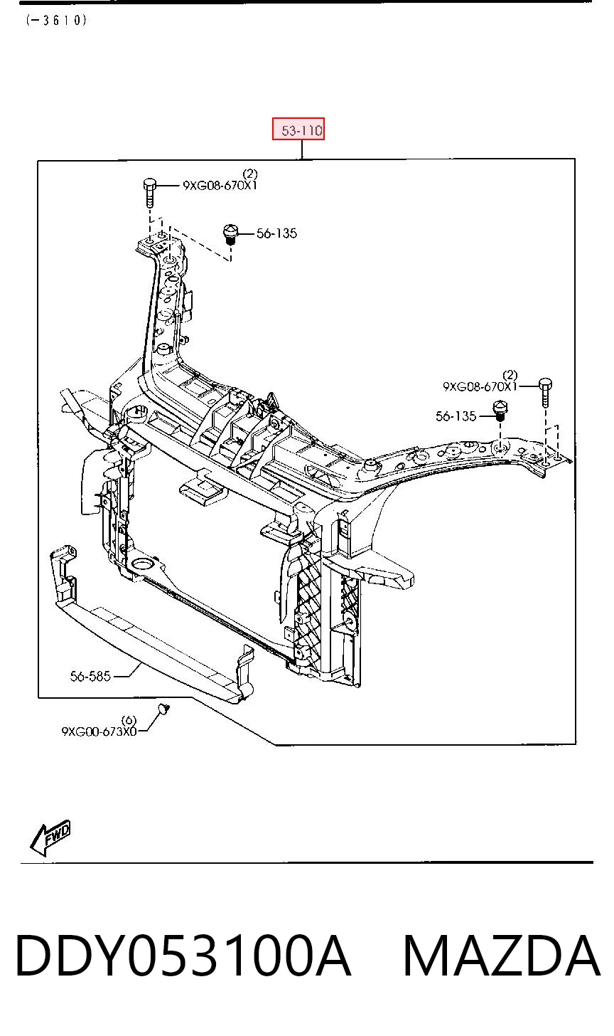 Comprar Panel de soporte del radiador y montaje de faros Mazda 2  DY a bajo precio