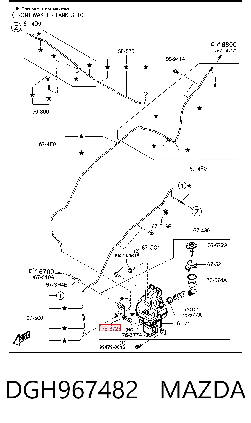 DGH967482 Mazda Bomba-motor de limpiaparabrisas delantero/trasero