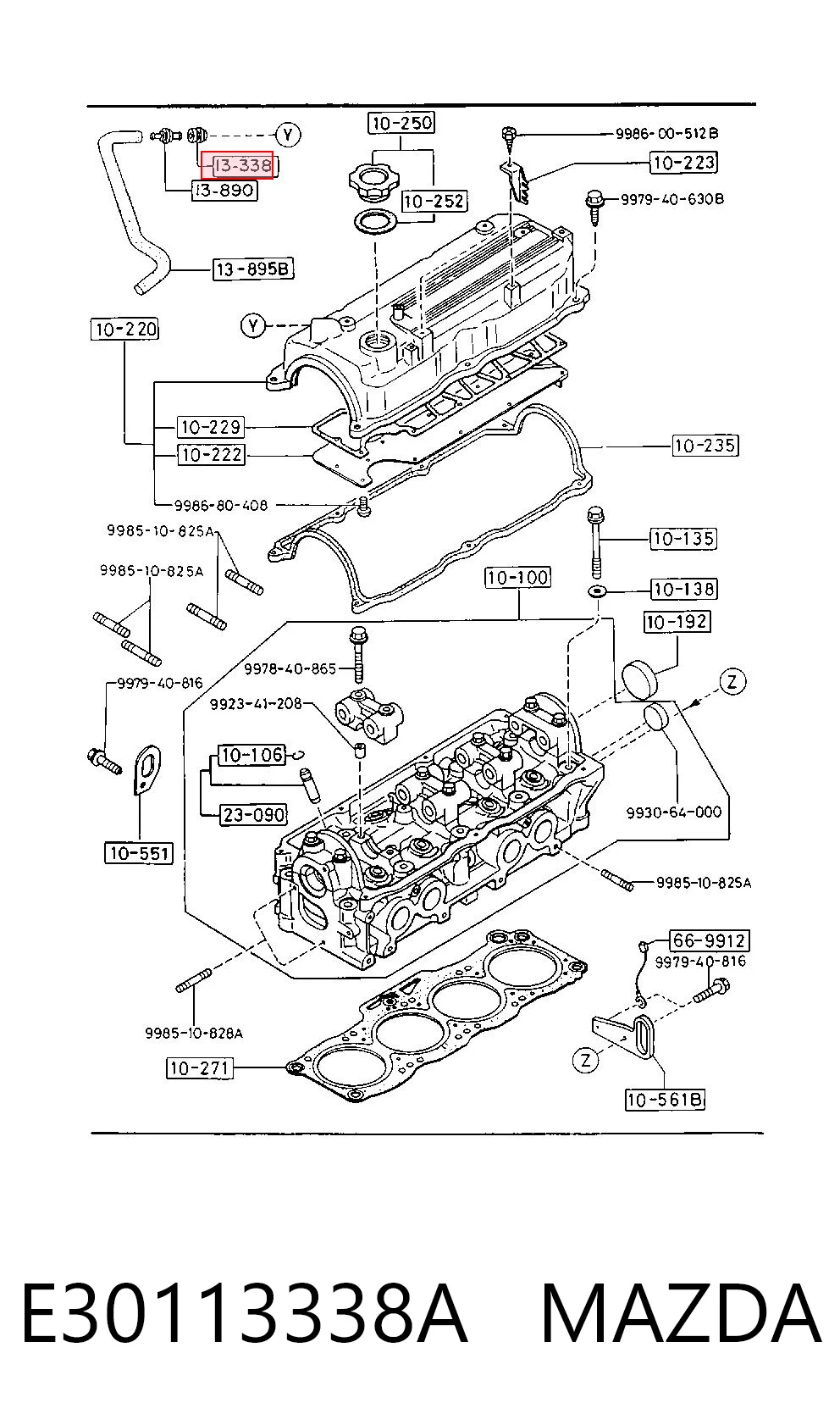 E30113338A Mazda Junta de válvula de ventilación del cárter