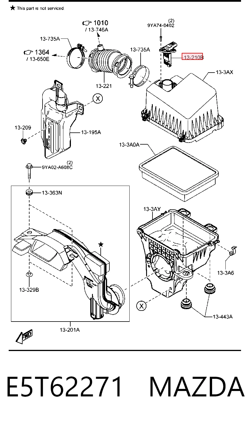 E5T62271 Mazda Sensor de flujo de aire