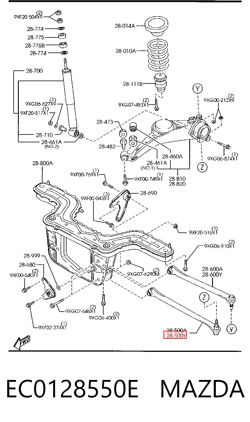 Brazo suspension trasero inferior izquierdo 4087204 Ford