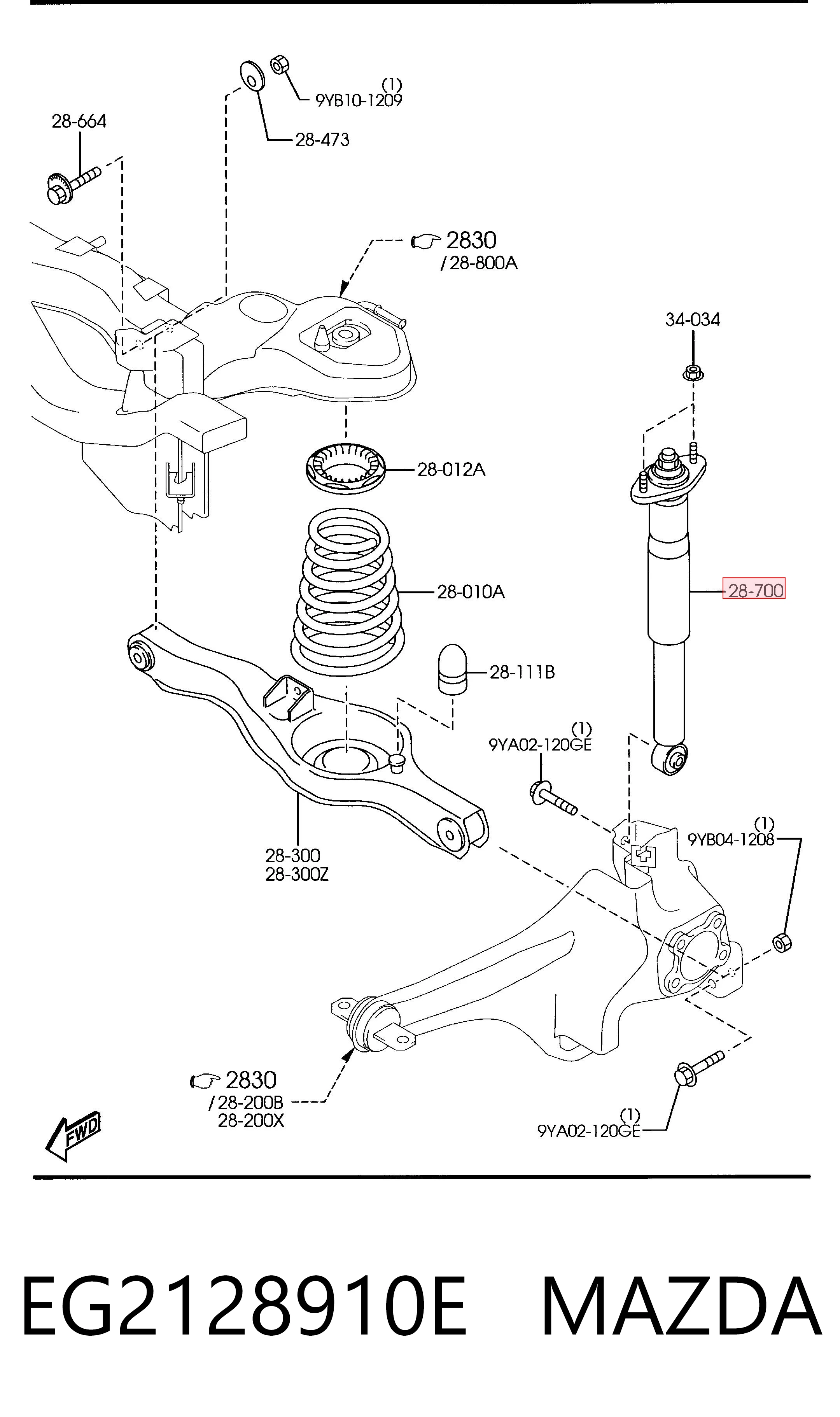 Amortiguador trasero EG2128910E MAZDA