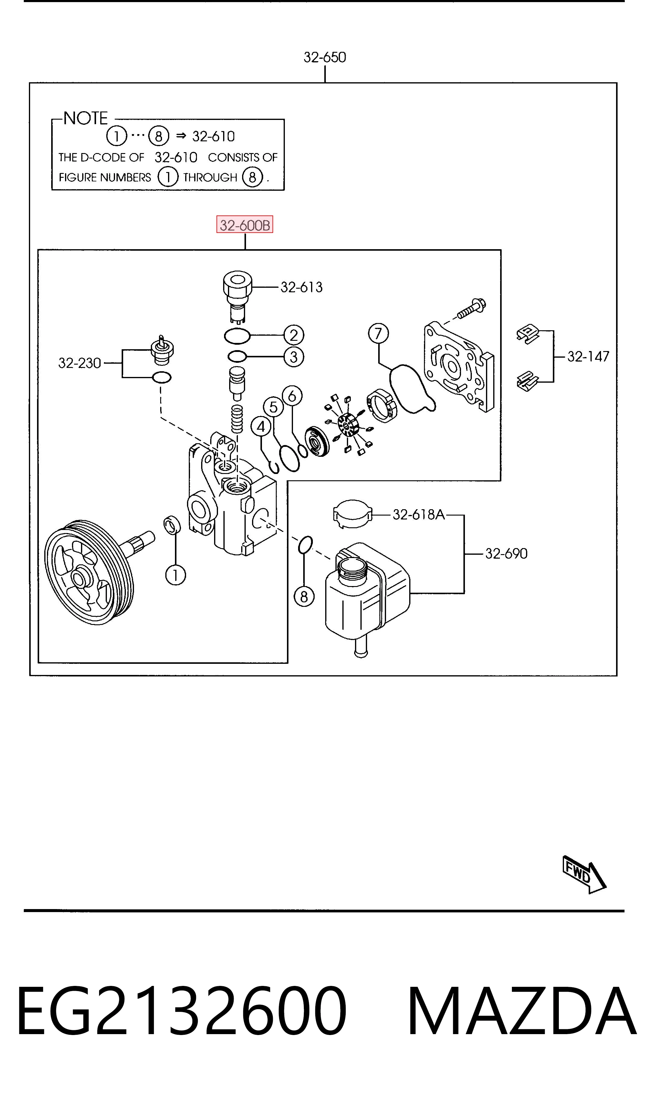 EG2132600 Mazda Bomba hidráulica de dirección