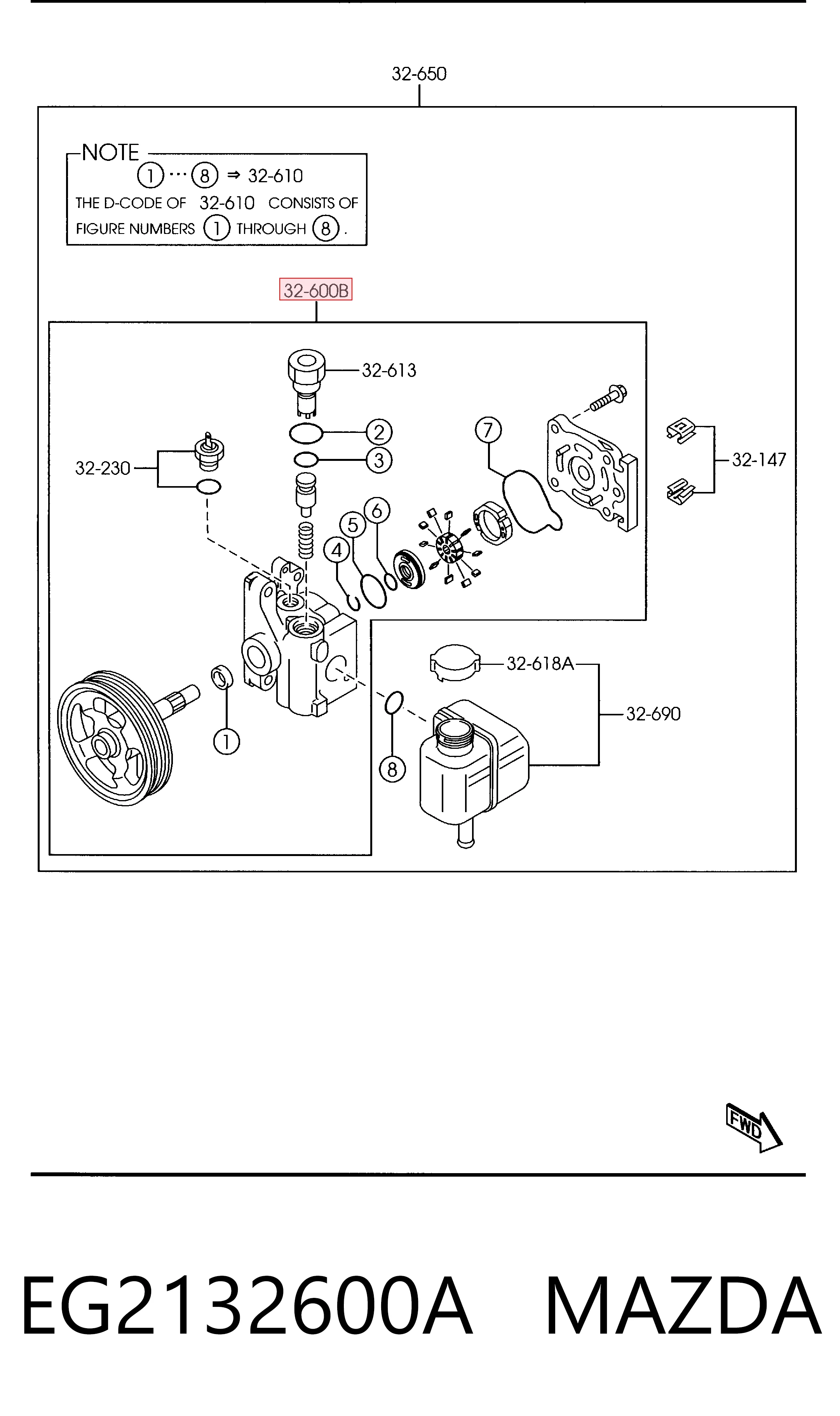 EG2132600A Mazda Bomba hidráulica de dirección