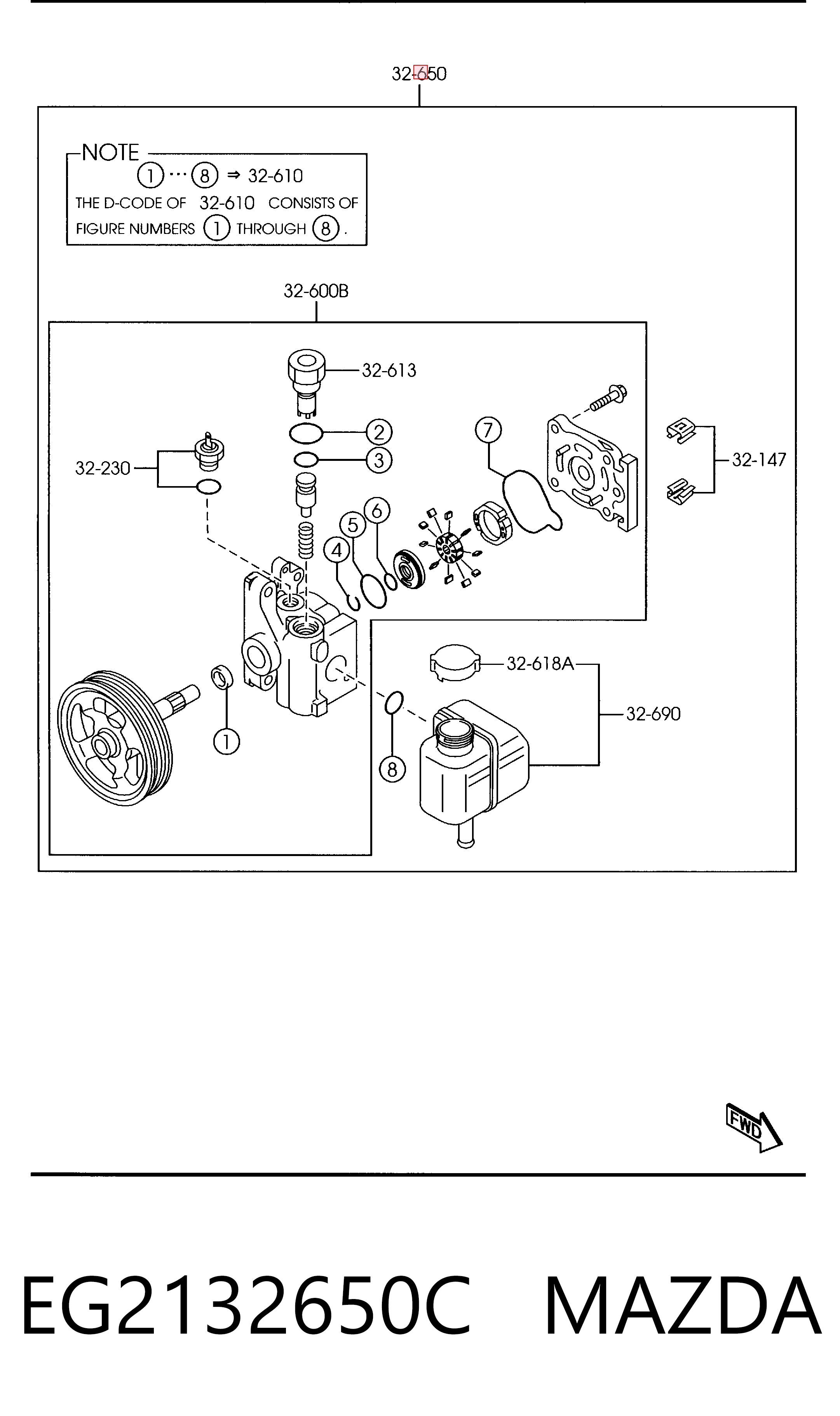 EG2132650C Mazda Bomba hidráulica de dirección