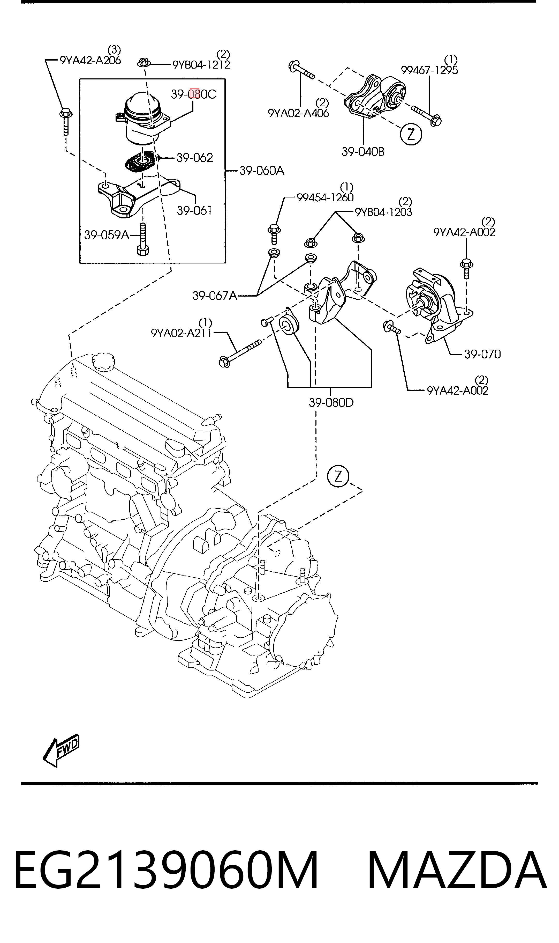 Soporte de motor derecho EG2139060M MAZDA